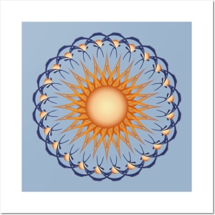 Sun with Moons Celestial Mandala Minimalist Art Posters and Art